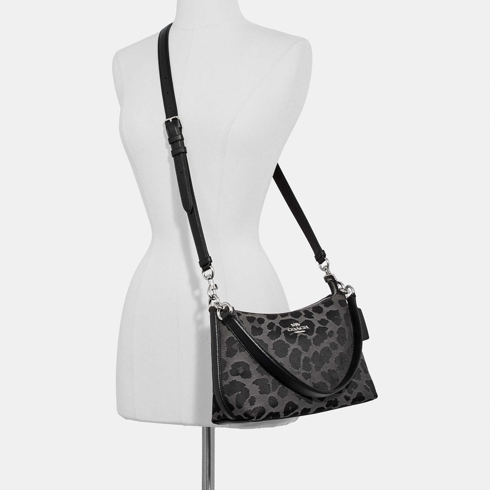 Coach Lewis Purse Bag Satchel Leopard Silver NWT!